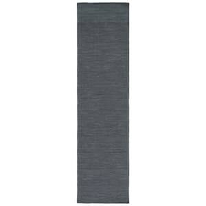 Kilim Grey/Silver 2 ft. x 9 ft. Solid Color Runner Rug