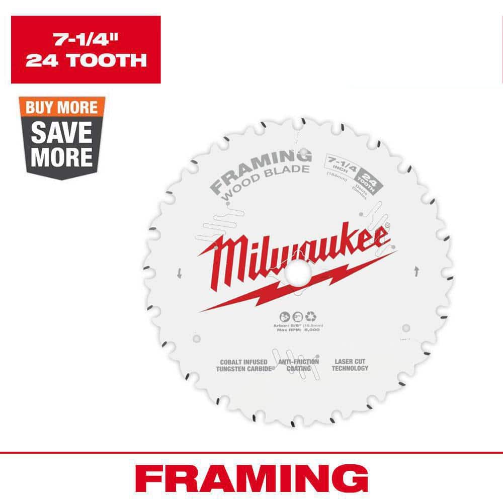 Milwaukee 48-41-0720 7-1/4 in. x 24-Tooth Framing Circular Saw Blade (10  Pack)