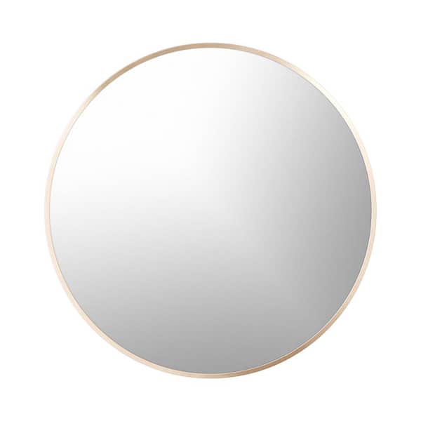Home Decorators Collection Mona 24 in. W x 24 in. H Round Stainless Steel Framed Wall Bathroom Vanity Mirror in Matte Gold