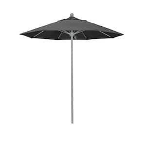 7.5 ft. Gray Woodgrain Aluminum Commercial Market Patio Umbrella Fiberglass Ribs and Push Lift in Zinc Pacifica Premium