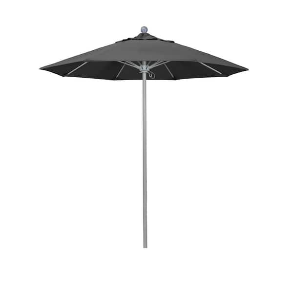 California Umbrella 7.5 ft. Gray Woodgrain Aluminum Commercial Market Patio Umbrella Fiberglass Ribs and Push Lift in Zinc Pacifica Premium