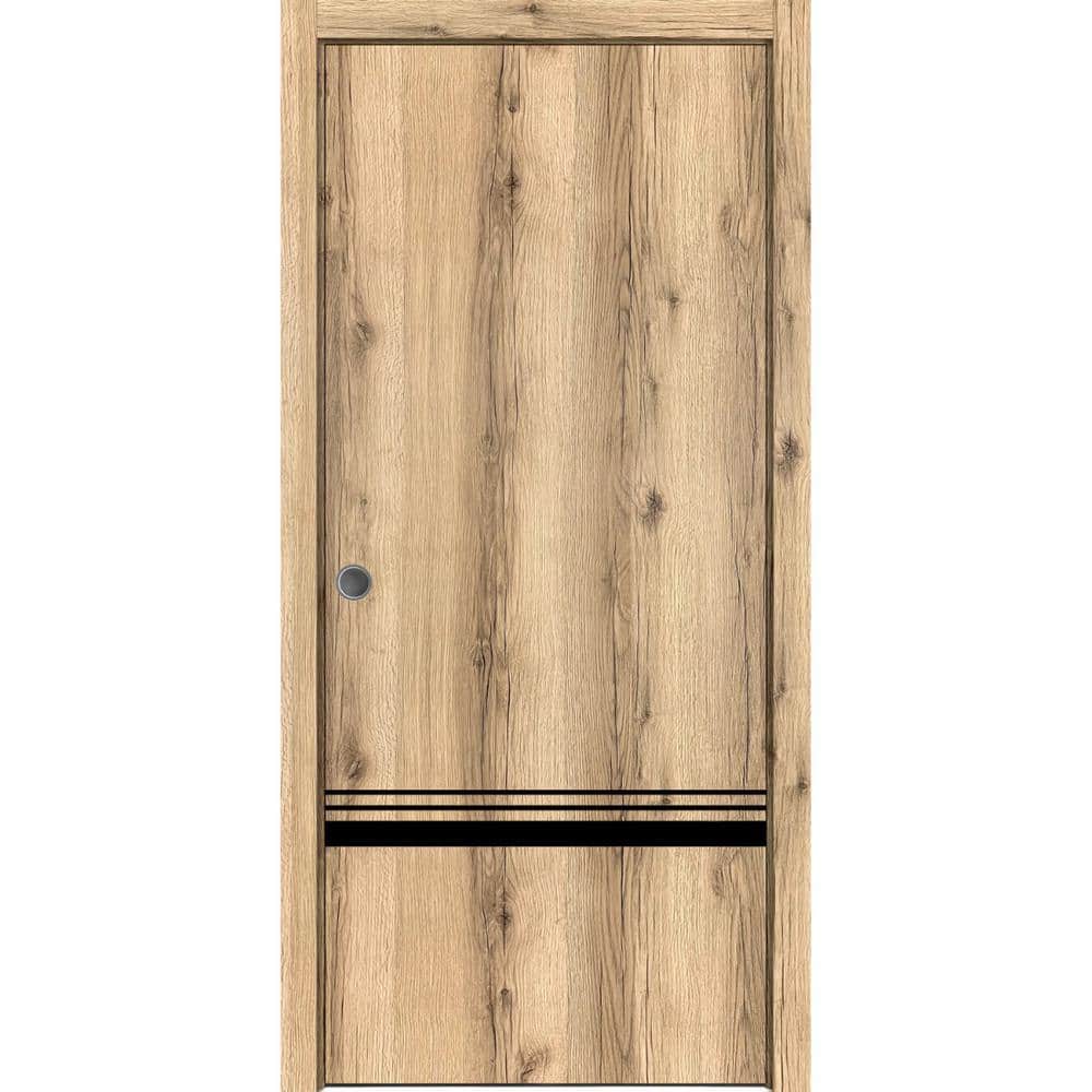 Assemble Required 30 in. x 96 in. 1-Panel Oak Color Finished Solid Wood with Honeycomb Sliding Door with Hardware price history on PriceWatchPro