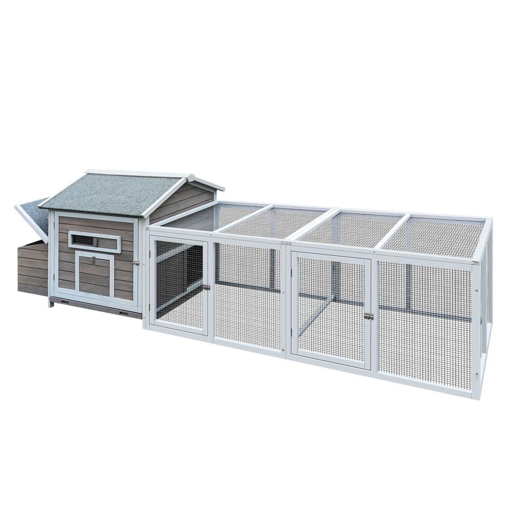 GOGEXX 114 in. W Wood Outdoor Chicken Coop with Free-Range Doors ...