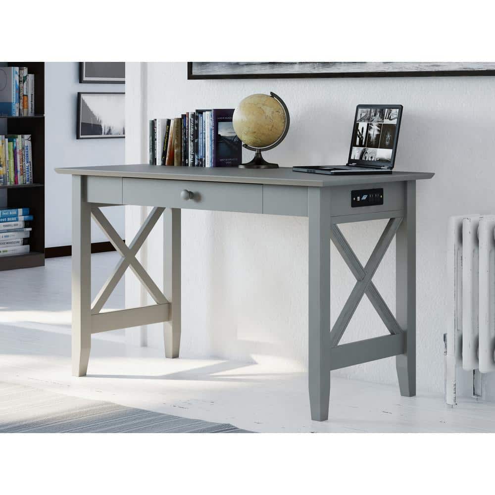UPC 782219212206 product image for 48 in. Rectangular Gray 1 Drawer Writing Desk with Solid Wood Material | upcitemdb.com