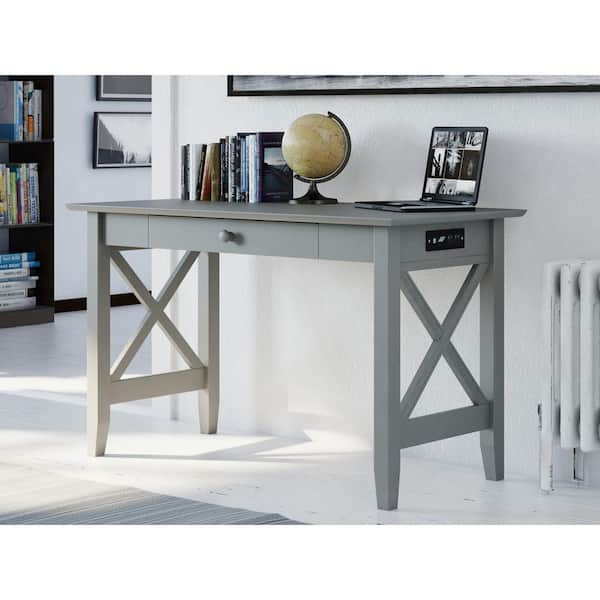 AFI 48 in. Rectangular Gray 1 Drawer Writing Desk with Solid Wood Material