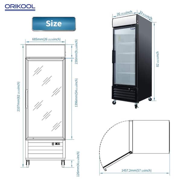 11 Cu. Ft. 23 ft. Single Glass Door Refrigerator with LED lights inside the catsers ETL/NSF approved