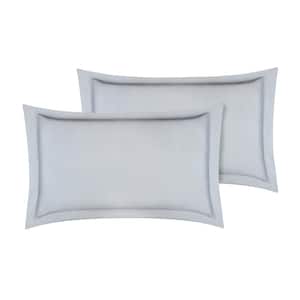 A1HC GOTS Certified Sateen Weave Single Ply Light Blue 300TC Organic Cotton King Pillow Sham Pair