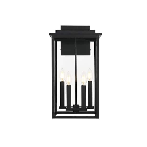 21 in. Black Outdoor Hardwired Wall Sconce with No Bulbs Included