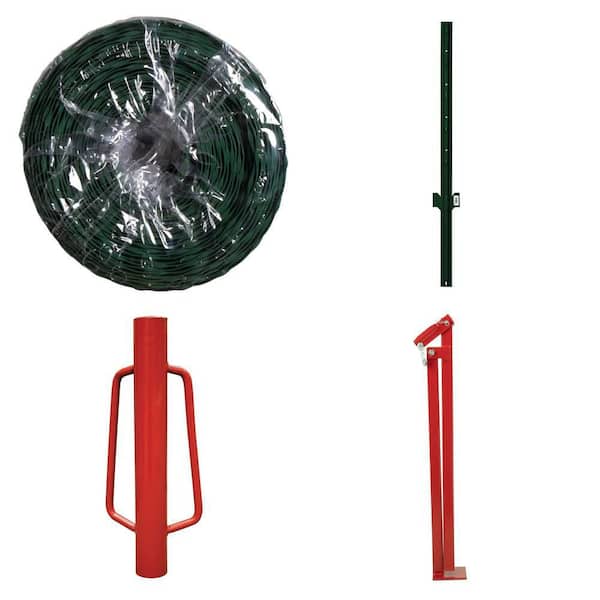 3-1/3 ft. x 25 ft. Green Garden Fence, 5 ft. Steel U-Post, Post Driver and T-Post Puller Combo