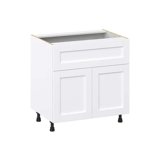 J COLLECTION Mancos Bright White Shaker Assembled Base Kitchen Cabinet with 10 in. Drawer (24 in. W X 34.5 in. H X 24 in. D)