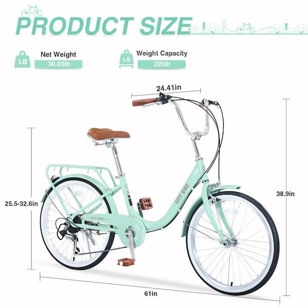 22 in. Girls Bike 7 Speed with Aluminium Alloy Frame in Green