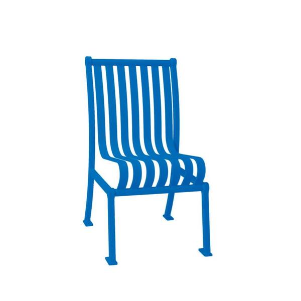 Ultra Play Hamilton Blue Portable Vertical Slats Commercial Park Patio Chair with No Arms Surface Mount