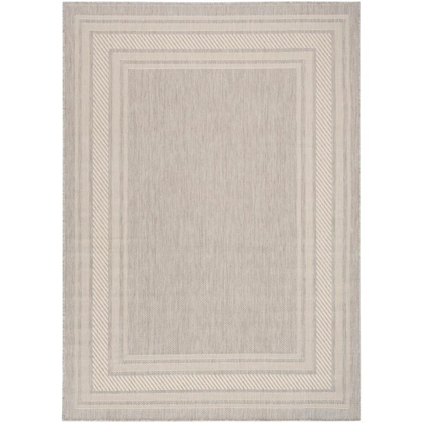 Horizon Grey 4 ft. x 6 ft. Indoor/Outdoor Bordered Contemporary Area Rug
