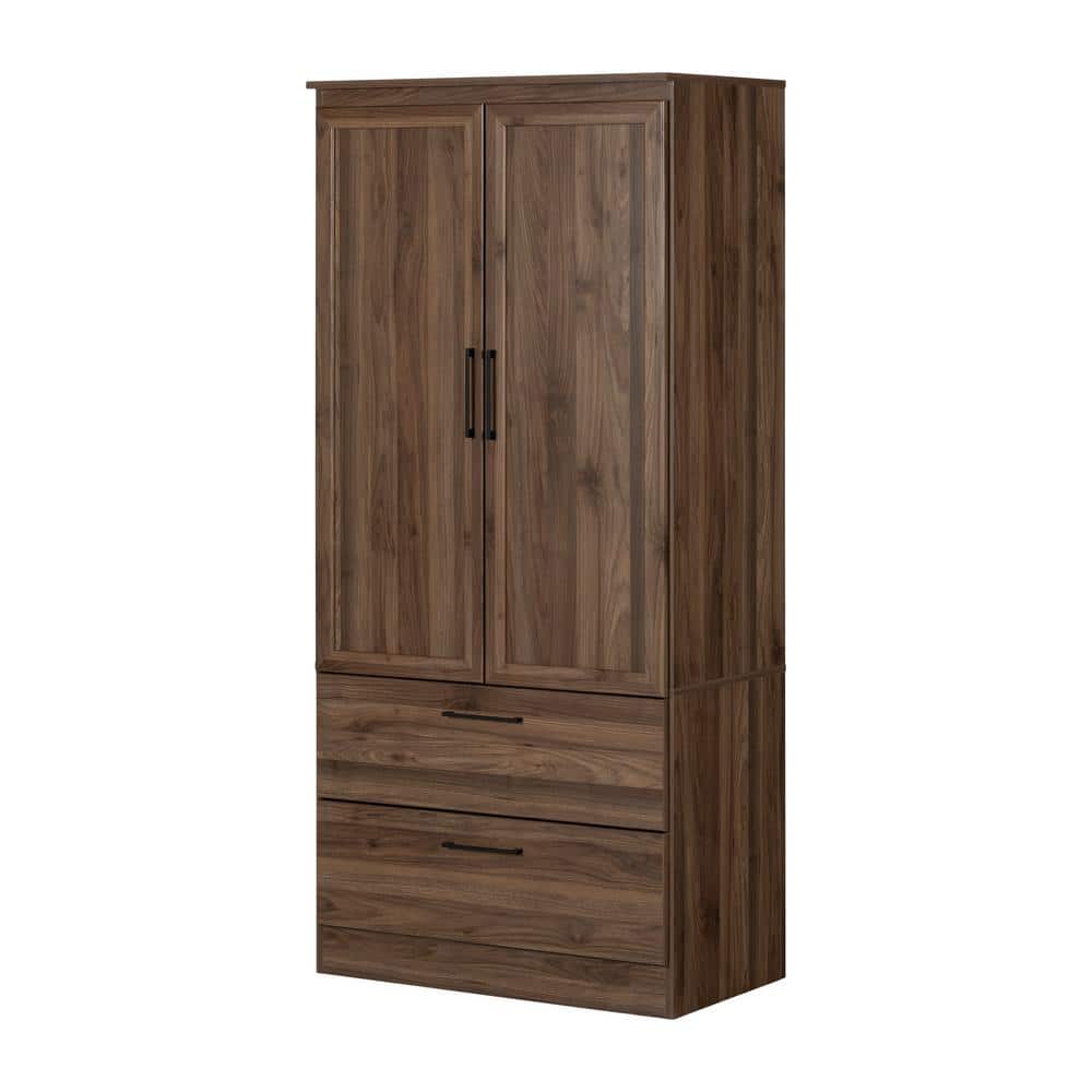 South Shore Acapella Wardrobe Armoire, Natural Walnut 2drawers 33 in