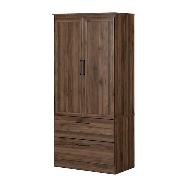 South Shore Acapella Wardrobe Armoire, Natural Walnut 2-drawers 33 in. width Chest of Drawers