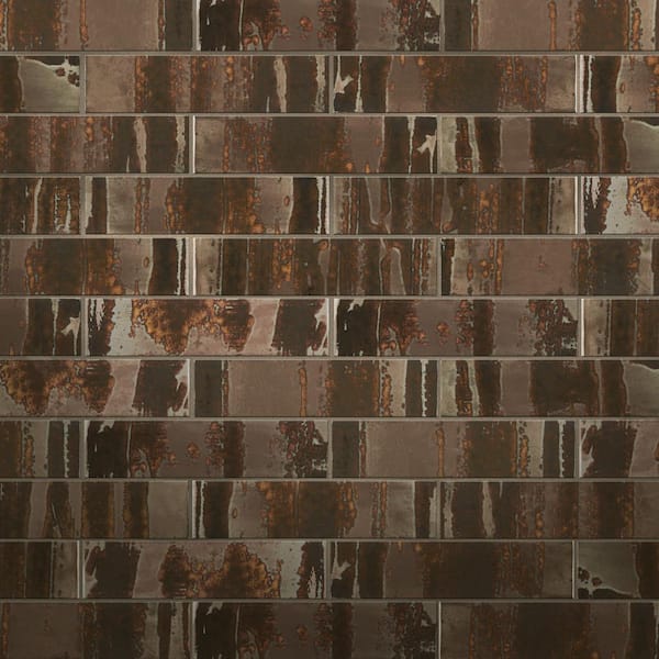 Merola Tile Joliet Dark Amber 3 in. x 12 in. Ceramic Wall Tile (11.96 sq. ft./Case)