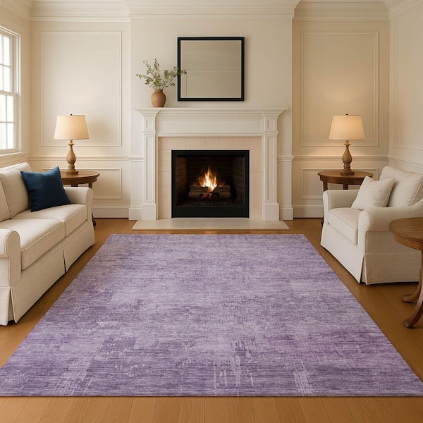 Mayfield Premium Machine Washable Abstract AMF1650 Lavender 5 ft. x 7 ft. 6 in. Area Rug
