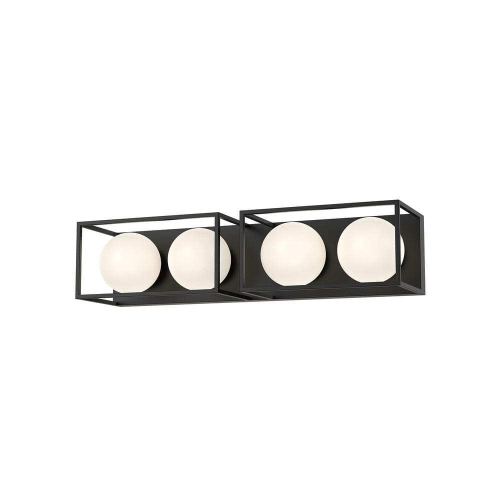 Amelia 27-in 4 Light 60-Watt Matte Black/Opal Matte Glass Vanity Light price history on PriceWatchPro