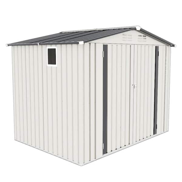 6 ft. W x 8 ft. D White Metal Outdoor Storage Shed with Pitched 6 ft. W x 8 ft. D White Metal Outdoor Storage Shed with Pitched
