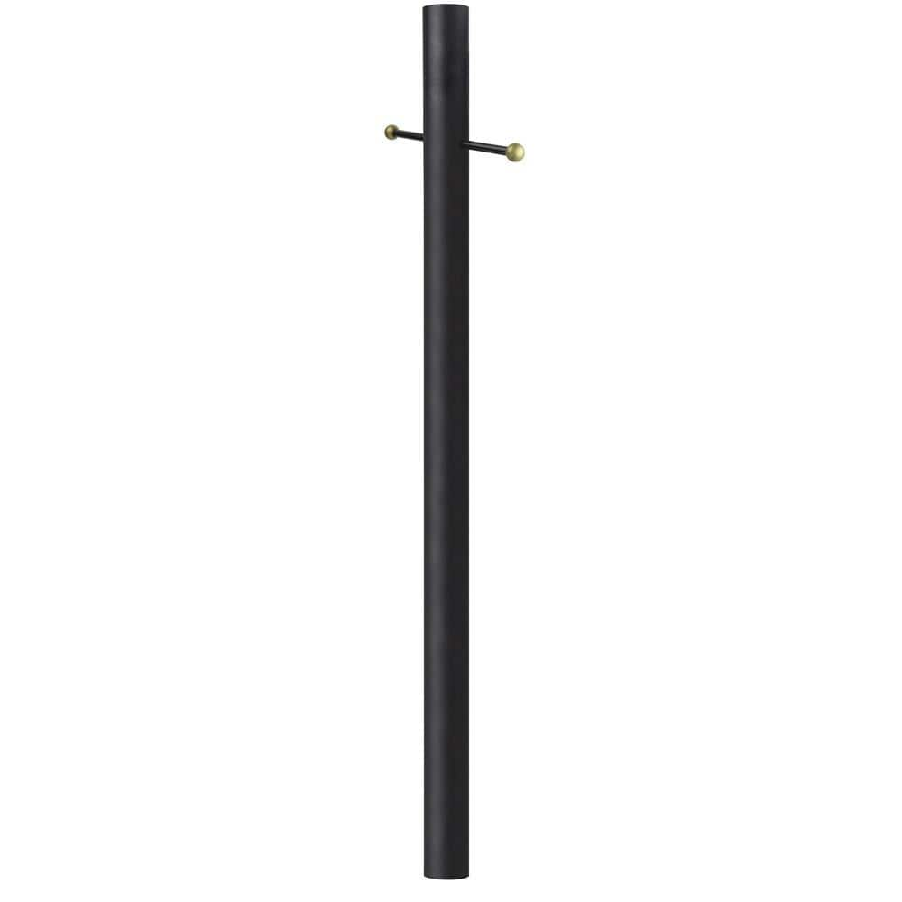 SOLUS 10 ft. Black Outdoor Direct Burial Aluminum Lamp Post with Cross Arm fits Most Standard 3 in. Post Top Fixtures