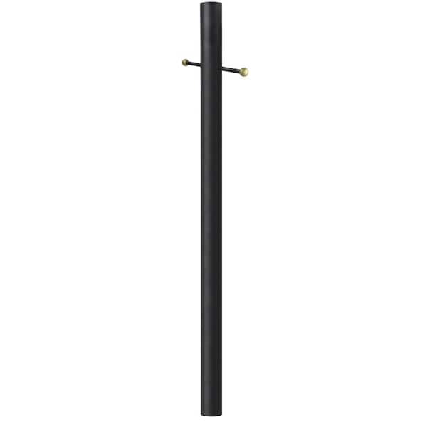 SOLUS 10 ft. Black Outdoor Direct Burial Aluminum Lamp Post with Cross Arm fits Most Standard 3 in. Post Top Fixtures