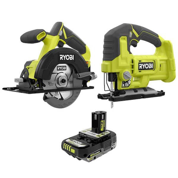 ONE+18V Cordless 2-Tool Combo Kit with Circular Saw, Jig Saw & ONE+18V 2.0 Ah Lithium-Ion HIGH PERFORMANCE Battery