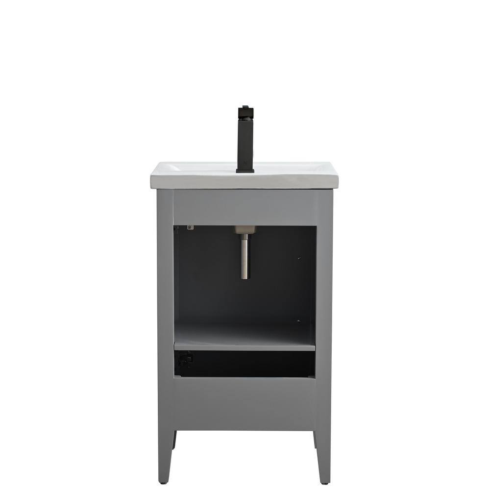 Cashmere Gray Single Bathroom Vanity with Ceramic Top and Matte Black Hardware
