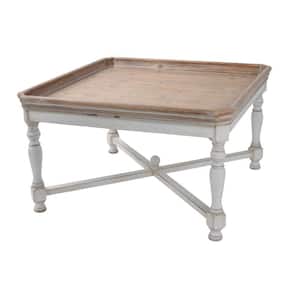 33 in. Brown/Gray Medium Square Wood Coffee Table with Beveled Edges