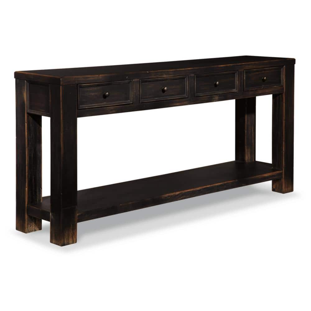 Gavelston 64 in. Black Rectangle MDF Console Table with Drawer