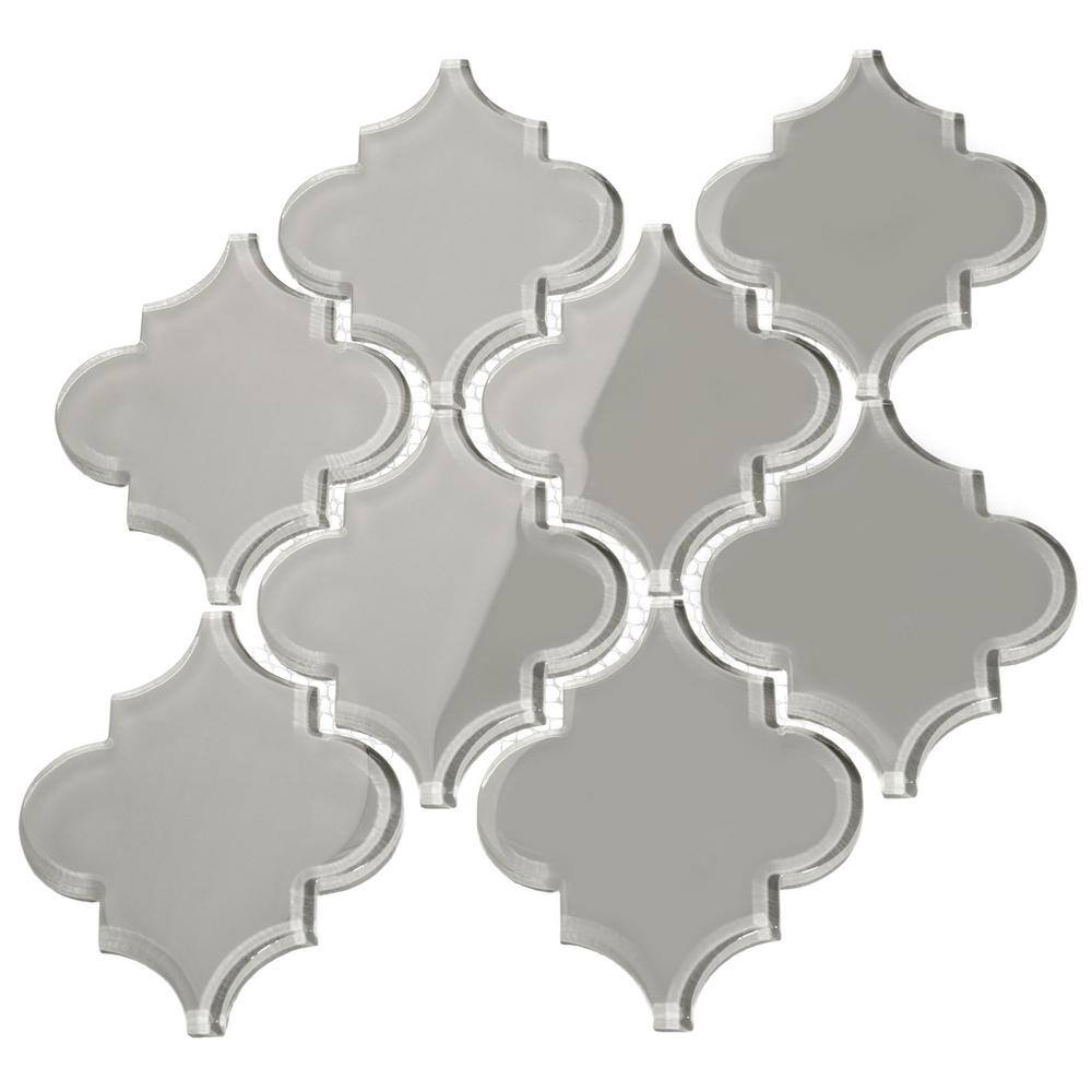 Giorbello Light Gray Arabesque 4 In X 5 In X 8mm Glass Backsplash And Wall Tile 7 Sq Ft Case G9137 The Home Depot