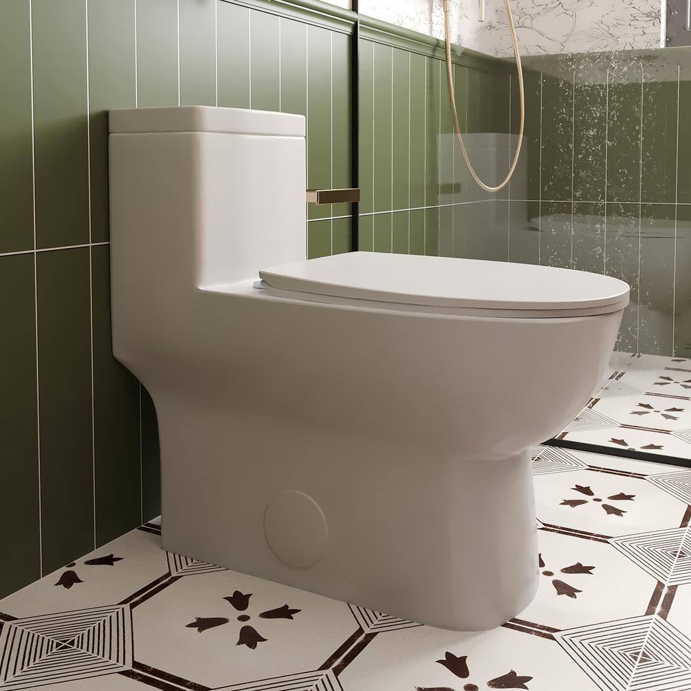 Reviews for URENTO 1Piece 1.1/1.6 GPF Dual Flush Elongated Toilet in White Seat Included Pg 1