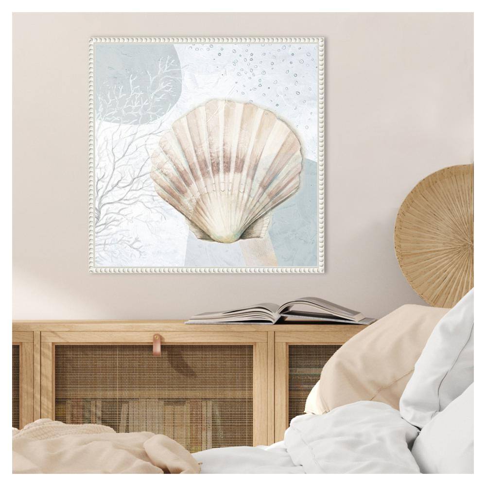 Blush Scallop Nautical Canvas Print with Beaded Frame