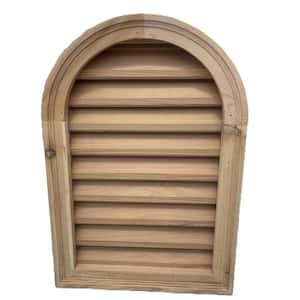 16 in. x 24 in. Arch Top Wood Built-in Screen Gable Louver Vent W/ Brickmould trim