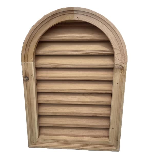 Al's Millworks 16 in. x 24 in. Arch Top Wood Built-in Screen Gable Louver Vent W/ Brickmould trim