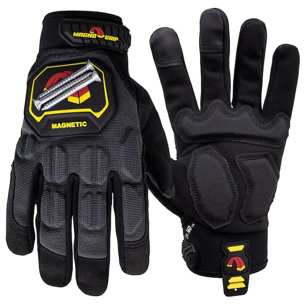 MagnoGrip Pro Impact Work Glove with Integrated Magnetic Storage, Gray, 2X-Large