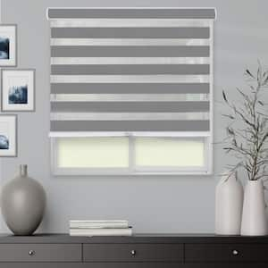 Basic Slate Cordless Cut-to-Width Light Filtering Dual Layer Zebra Roller Shade 21 in. W x 72 in. L