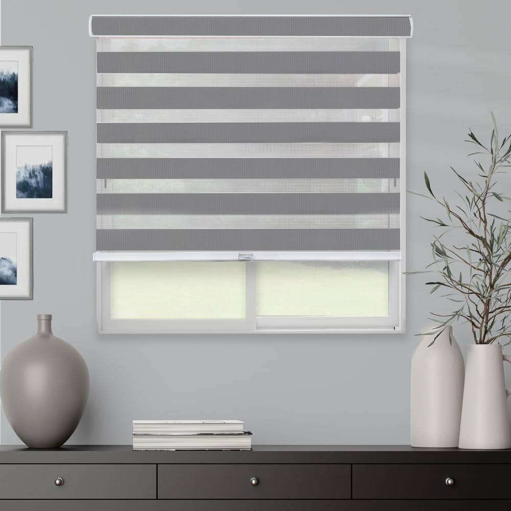 CHICOLOGY Zebra Roller Shade   Window Zebra Blind   Light Filtering   Basic Slate  24 W X 72 H