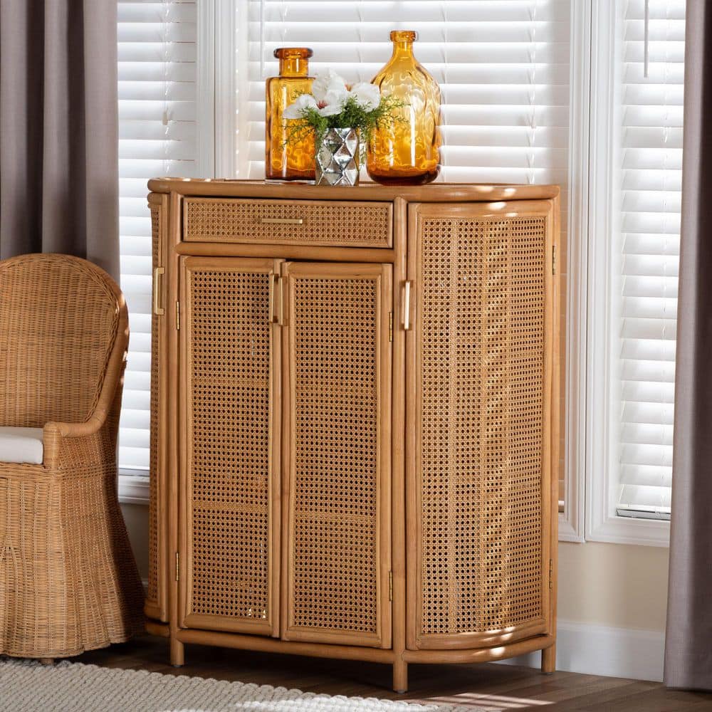 bali & pari McKenna Light Honey Rattan 42.1 in. H Accent Storage