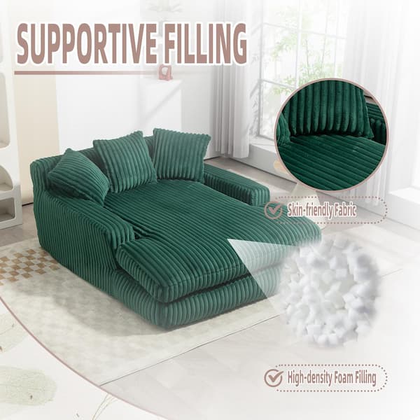 JUJABU 52 in. Emerald Corduroy Polyester 2-Seater Loveseat with 3
