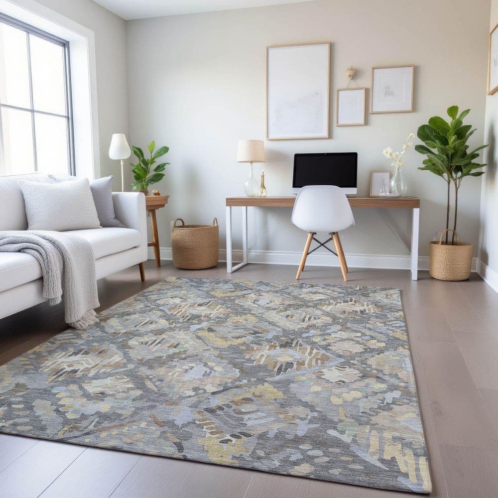 Mayfield Premium Machine Washable Abstract AMF1326 Gray 3 ft. x 4 ft. Area Rug price history on PriceWatchPro