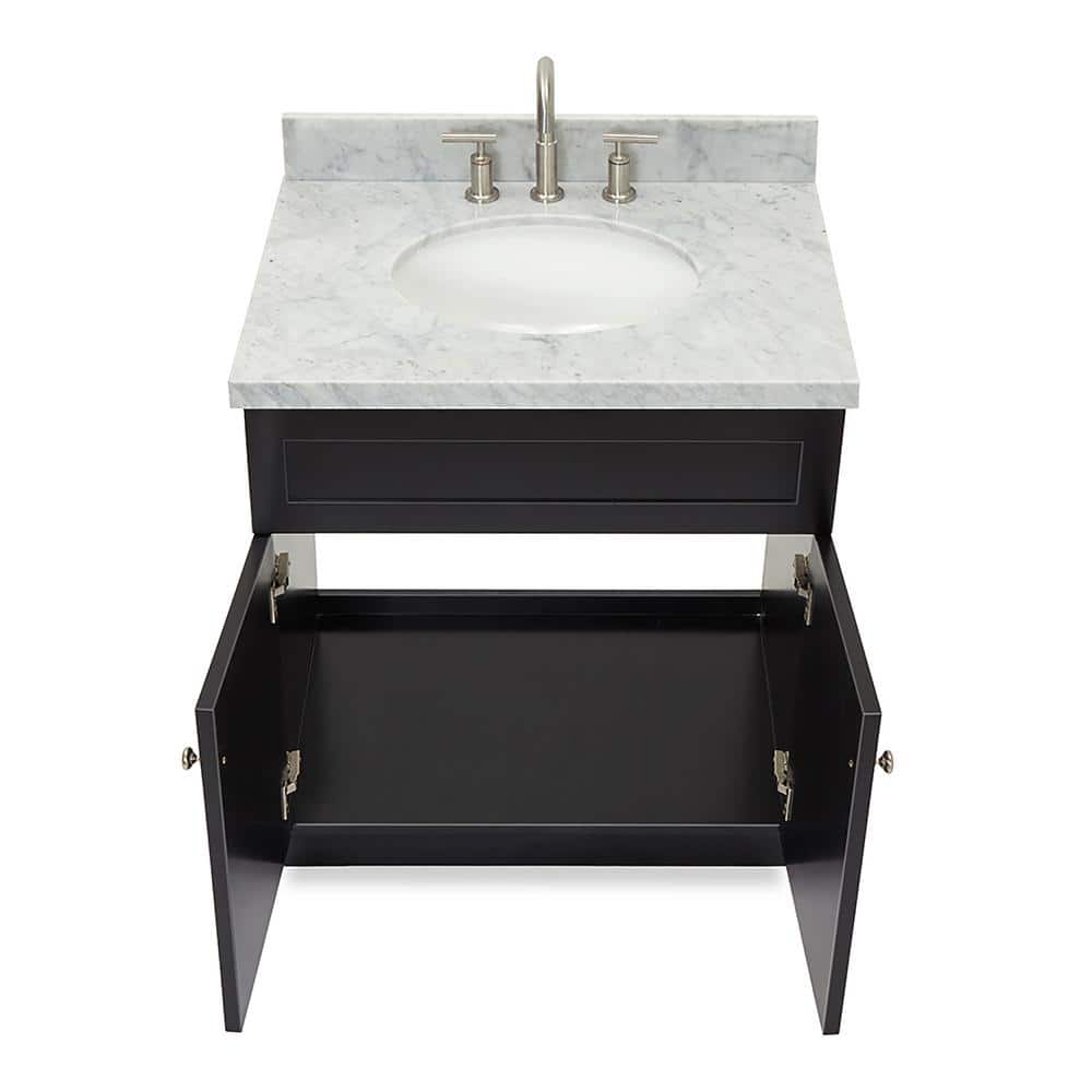 Black and Carrara White Marble 31" Freestanding Single Vanity