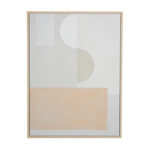 Litton Lane 1- Panel Abstract Minimalist Mid Century Modern Framed Wall Art with Peach Accents 47 in. x 36 in.