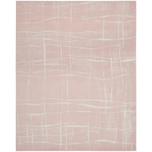 Whimsicle Pink Ivory 8 ft. x 10 ft. Abstract Contemporary Area Rug