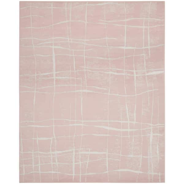 Nourison Whimsicle Pink Ivory 8 ft. x 10 ft. Abstract Contemporary Area Rug