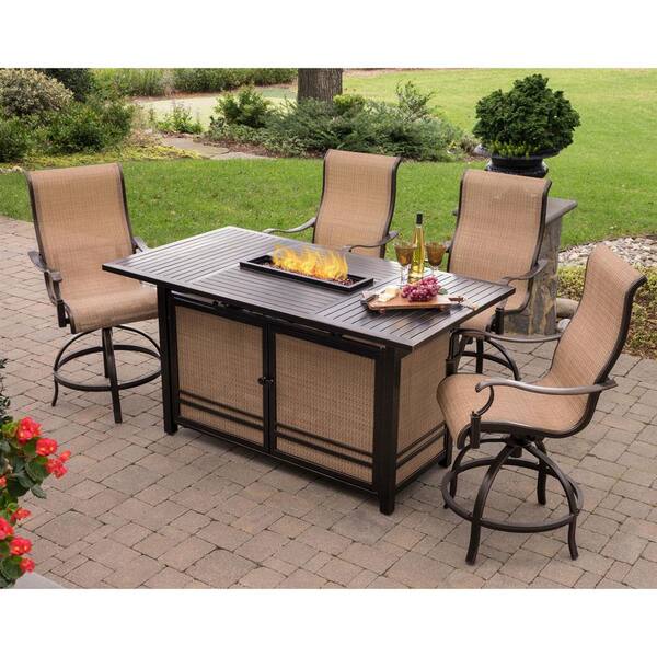 Aluminum Outdoor High Dining Set, High Top Fire Pit Table And Chairs