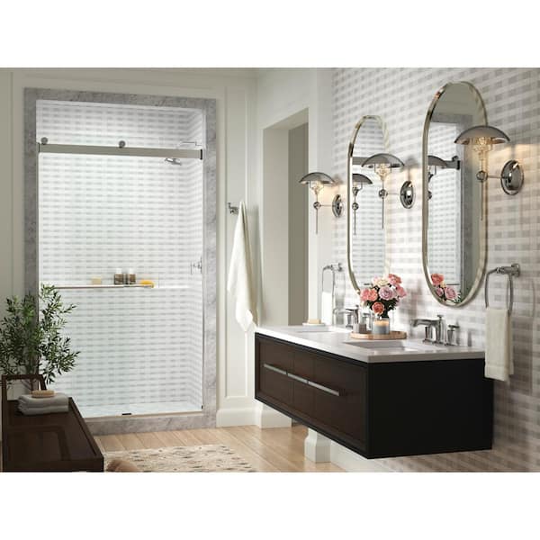 Levity Plus 45-48 in. W x 82 in. H  Sliding Frameless Shower Door in Bright Polished Silver with 3/8 in. Thick Glass