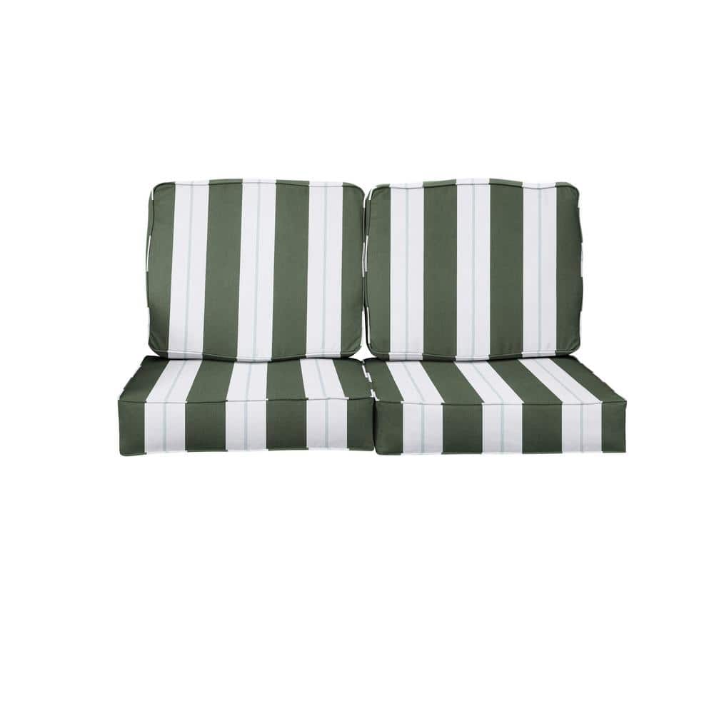 SORRA HOME 23 in. x 23.5 in. Sunbrella Relate Ivy Deep Seating Indoor/Outdoor Loveseat Cushion