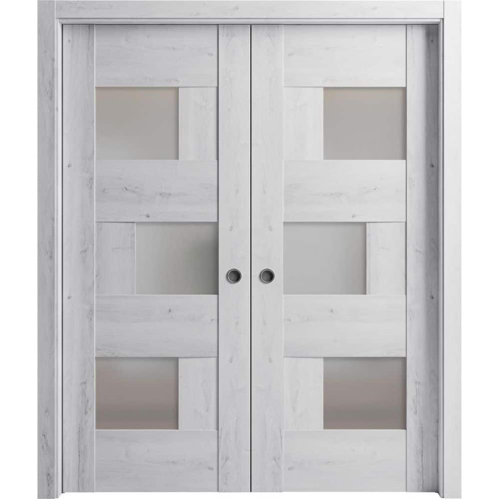 Assemble Required 72 in. x 80 in. 2-Panel Nordic White Finished MDF Sliding Door with Hardware price history on PriceWatchPro