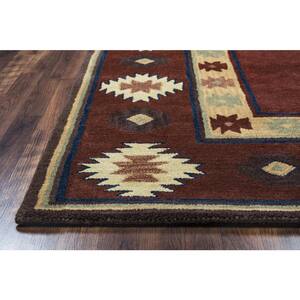 Ryder Burgundy 8 ft. x 8 ft. Round Native American/Tribal Area Rug