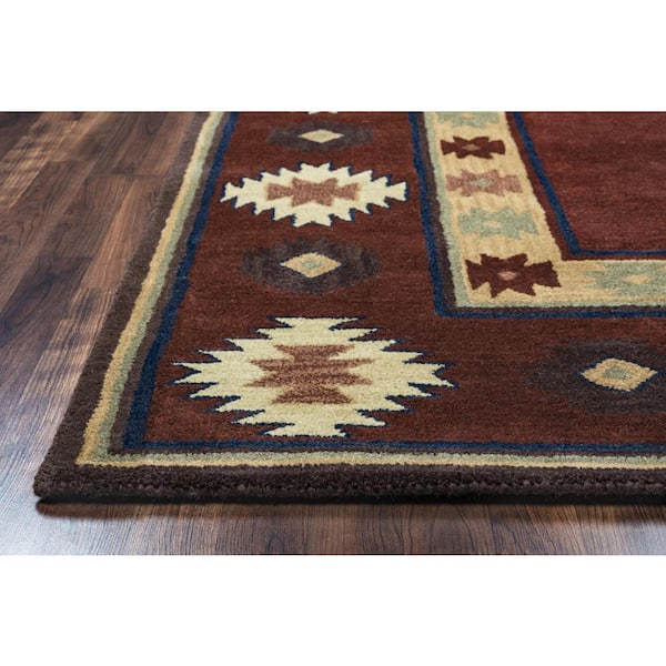 Ryder Burgundy 12 ft. x 15 ft. Native American/Tribal Area Rug